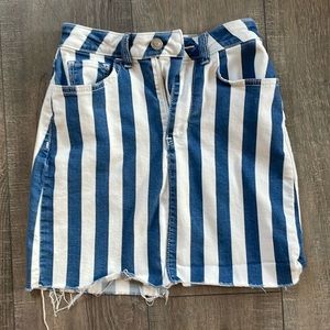 Ultra High-Rise 00 Hollister Striped Denim Mini Skirt